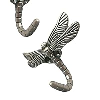 BESPORTBLE Dragonfly Coat Hook Wall Mounted Sturdy Coat Towel Hooks for Bedroom Living Kitchen Multi-Purpose Vintage Style Hanging Organizer in Ancient Silver