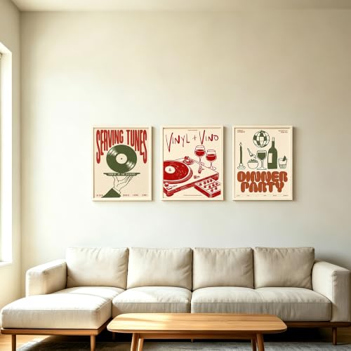 Pormipone Vintage Vinyl Record Canvas Wall Art Set of 3 #TOP13