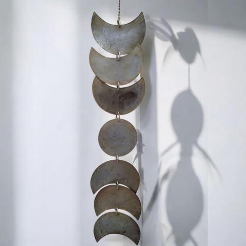 Tenture murale en métal phase de lune | Décoration bohème 66 cm