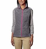 Columbia Women's Standard Benton Springs Vest, Light Grey Heather/Fuchsia, Medium