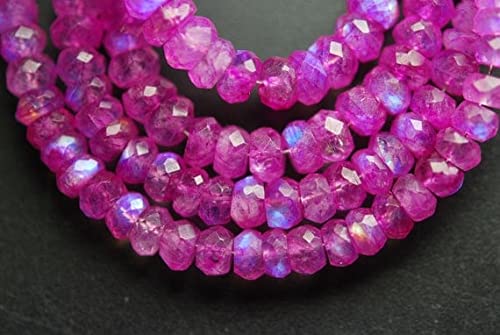 LKBEADS 10 Inch Strand, st,Pink RAINBOW Moonstone Faceted Rondelles Shape,5-6mm Size, – vue 2