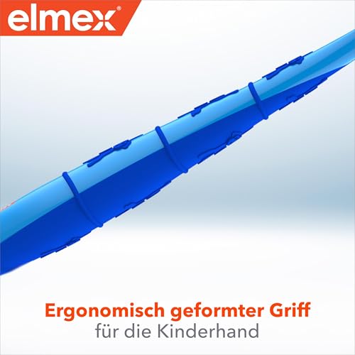elmex Kinderzahnbürste 2-6 Jahre, 2 Stück – weiche, abgerundete Borsten für ein gründliches Putzen der Milchzähne – kindgerechte Zahnbürste für alle Griffarten geeignet