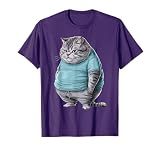 Funny Fat Sad Cat Art Design Fat Kitten Cat Lover Fat Cat T-Shirt for Men Women Girls Kids