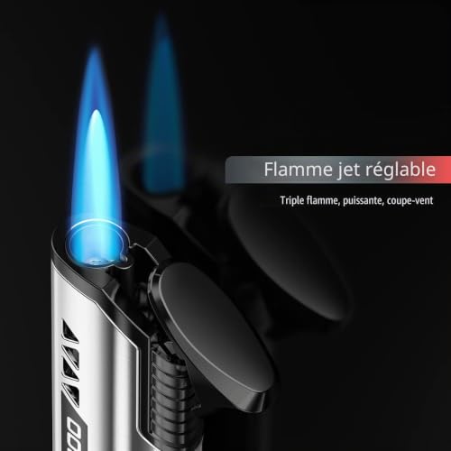 JOPOO Briquet Tempete Gaz Recharge Chalumeau Rechargeable Coupe-Vent (Vendu sans Gaz) – vue 5