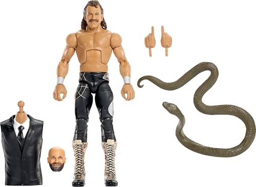 Mattel WWE Elite Collection Action Figure & Accessories, Premium Live Event Jake “The Snake” Roberts Set, Wrestlemania with Sam Roberts Build-A-Figure Parts