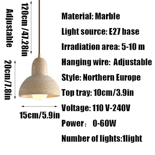 Lustre en marbre véritable style nordique avec douille vis E27 - 7