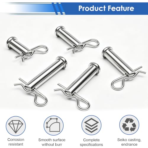 Image of 300Pcs 304 Stainless Steel R Cotter Pins - 7 Sizes Assortment Kit, Heavy-Duty Hitch Lock Pins for Trucks, Trailers, Engines & Farm Equipment