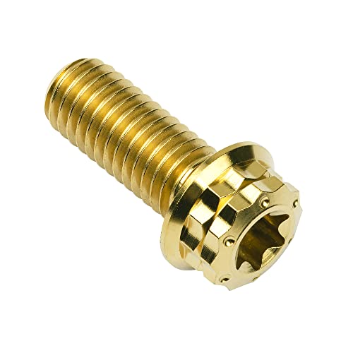 Image of Titanium Flange 12 Point Head M8 x15 20 25 30 35 40 45 50 55 60 65mm Screw Bolt Pack of 4 (M8x20mm, Gold)