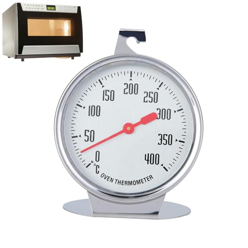 0~400? Oven Thermometer, Stainless Steel Dial Oven Thermometer Kitchen Pizza Oven Thermometer, 9 x 7 cm