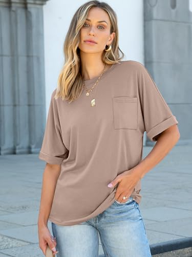 ANRABESS Women Oversized T Shirts Short Sleeve Summer Casual Loose Top Basic Tee with Pocket2
