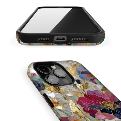 ZHUXUXITT Case Compatible with iPhone 16,Stained Glass Bloom Flower Phone Case Hybrid 2-Layer Hard Shell,Shockproof Soft for Girl Women Boy Men by ZHUXUXITT - Used condition - Image 2