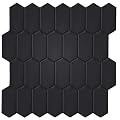 WalDecoo Matte Black Long Hexagon Peel and Stick Wall Tiles for Kitchen, 10-Sheet Stick on Tiles Backsplash for Bathroom, Large Self-Adhesive Kitchen Backsplash (12''×12'')