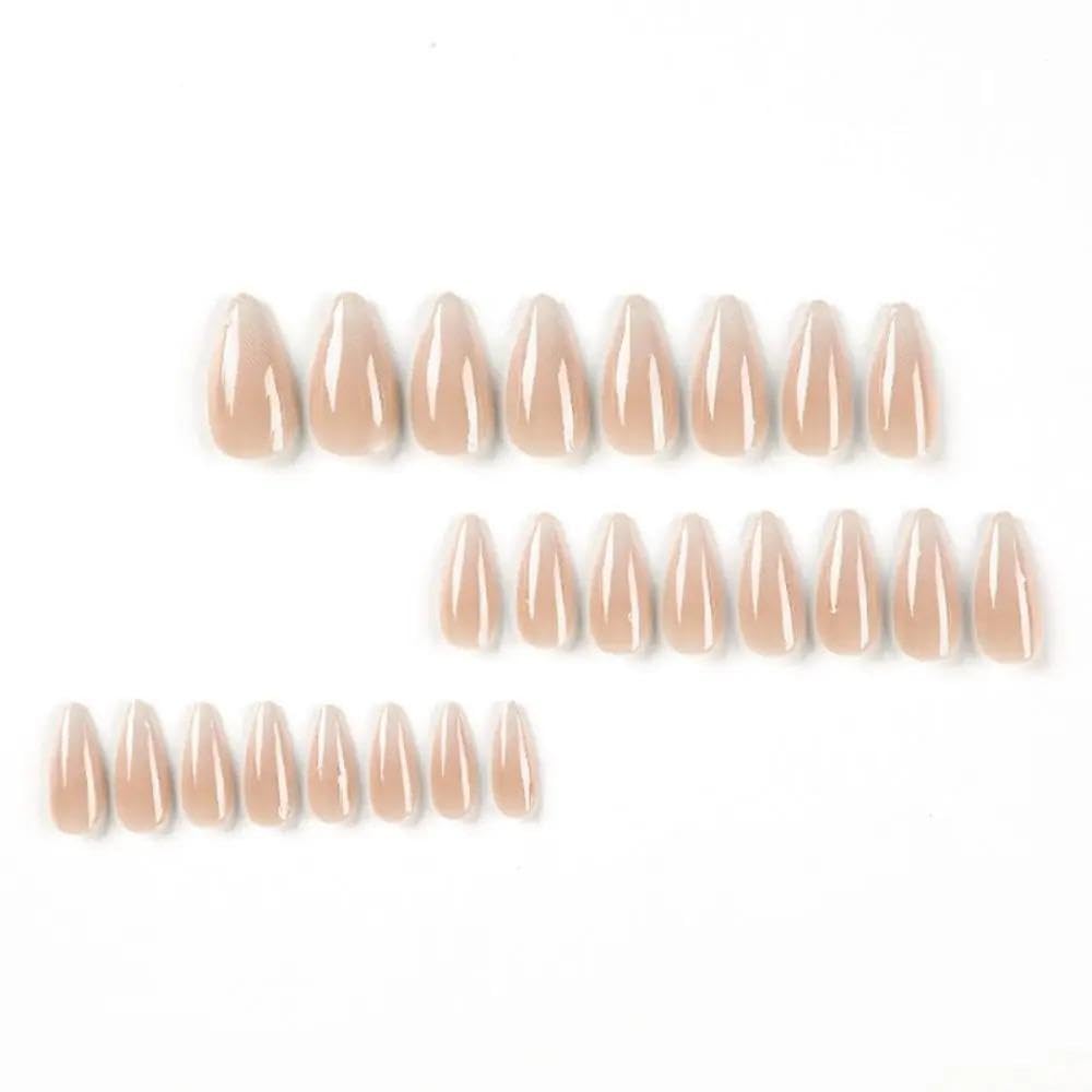 24pcs Almond Gradual Fake Nails Long French Ballerina Press On False Nails Manicure Decorations