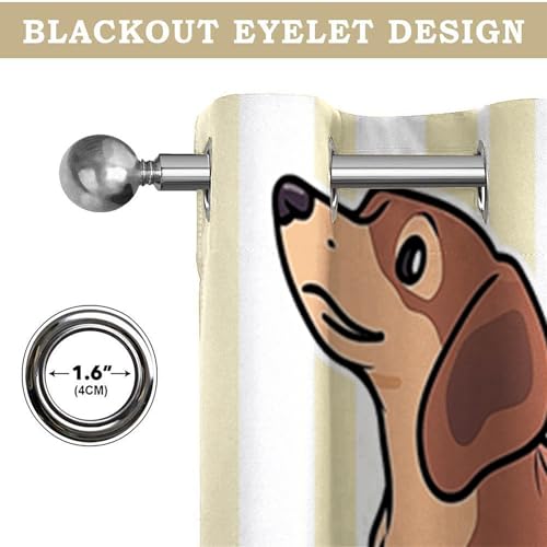 Rideau occultant teckel thermique isolant marron 140x220 cm oeillets - 6