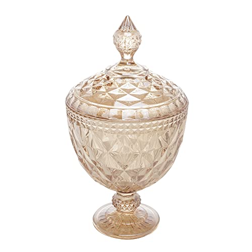 Potiche de Cristal com Pé Diamond Âmbar Metalizado 15cm x 28cm - Lyor