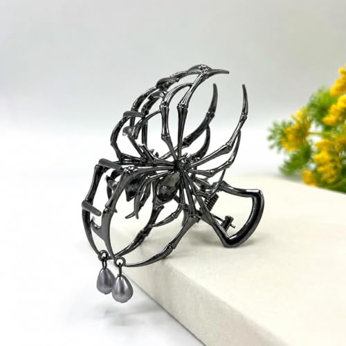 Pinza para cabello metálica negra estilo gótico miniatura 1