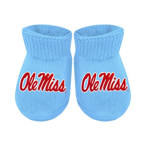 Baby Bootie Sock - Ole Miss Rebels - Carolina Blue - Newborn - 6 Mos