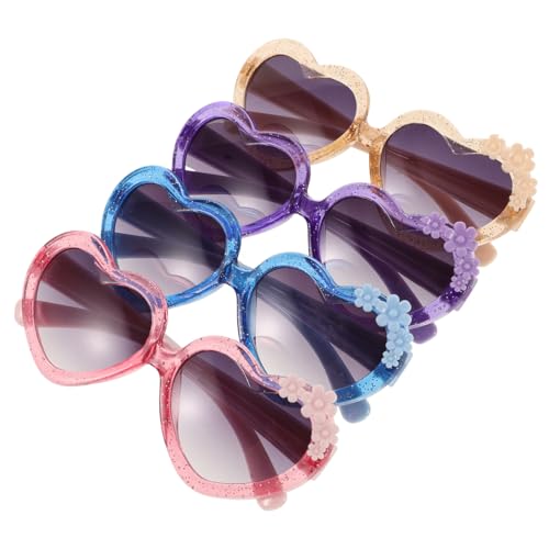NOLITOY Unique Heart Sunglasses 4pcs Boys and Girls Beach Glasses Fashion and Fun for Parties and Events
