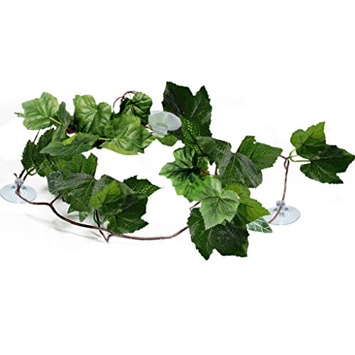Plastic Reptile Plants, Lifelike Terrarium Plastic Plant, Soft, 6.5 Inches Silk Leaves, Creates Hiding Spot for Reptiles and Amphibians, Suction Cups Included