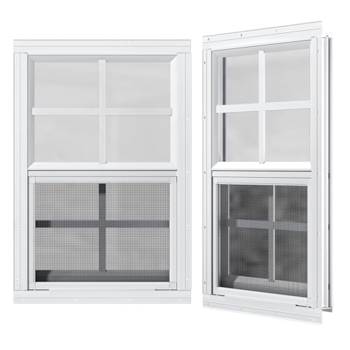 WRISIN 2 Pack Shed Windows 24" x 36" H Flush Mount, White Household Windows for Playhouses, Barns, Chicken Coop by WRISIN - Used condition - US$104.49