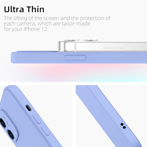 Image of DIZORO Square Candy Liquid Silicone iPhone Case Cover for iPhone 12, All Cube Series with Microfiber Lining Compatible iPhone 12 (6.1 inch) (Purple)