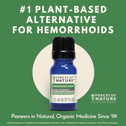 Forces of Nature Hemorrhoid Treatment, Extra Strength 0.37 Fl Oz, Organic Homeopathic Medicine & Essential Oils, Hemorrhoid Relief for Pain, Itching, Swelling, Soreness & Discomfort