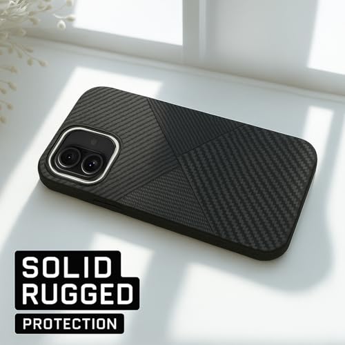 Image of AIBEX Aramid Fiber Mag-Saf Case Compatible for iPhone 16 | Slim Protective Back Cover with Built-in Magnets | Wireless Charging Support | Camera Ring Stand | Shockproof with Air Guard Corners