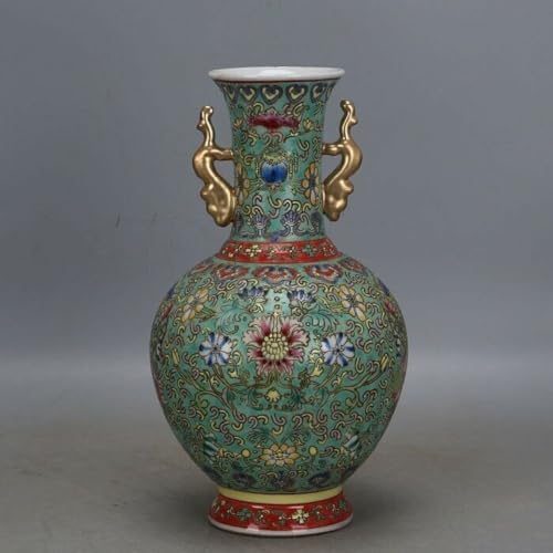 GFAZXDS 9.96 inch Chinese Green Famille Rose Porcelain Qing Qianlong