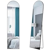 SCWF-GZ 63x16 Mirror Full Length Floor HD Glass Aluminum Metal Frame Dressing Arch Mirrors Wall Mounted or Standing for Entryway Bedroom Living Room 63 16 inch Black