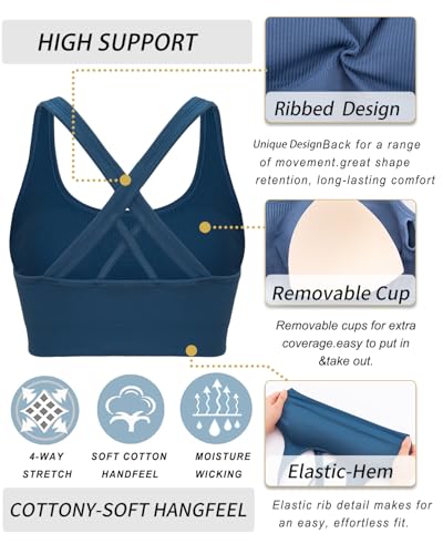 Image of RUNNING GIRL Sports Bras for Women,Seamless Strappy Sports Bra High Support Crisscross Back with Removable Pads