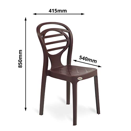 Image of Oaknest Supreme Oak Armless Plastic Dining Chair | Compact & Ergonomic Design for Home, Living Room, Balcony & Outdoor Seating | Color : Globus Brown, Set of 2