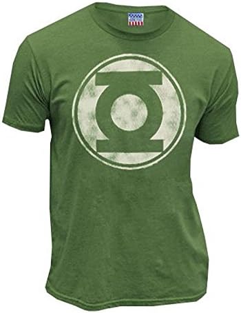 Green Lantern Kelly Green Distressed Logo Mens T-Shirt Tee (Medium)