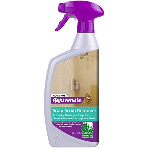 Rejuvenate Scrub Free Soap Scum Remover Shower Glass Door Cleaner Works on Ceramic Tile, Chrome, Plastic and More 24oz and Kitchen & Bathroom Countertop Polish, 16 Ounces