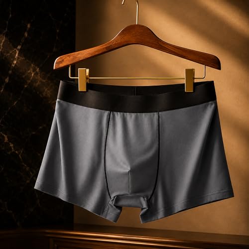 Image of Men's Extra Thin Elastic Underwear Long Comfortable Ice Silk Breathable Comfort Brief-Boxer-Trunks Imported Material Pack of 4
