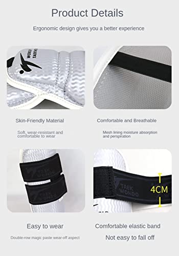 Jjoias Taekwondo Shin Protector Forearm Elbow Arm Guards, WT MMA Martial Arts Kickboxing Karate Sparring Muay Thi Training Match Gym School Academy for Men Women Kids (White Sets,Medium) - Thumbnail 5