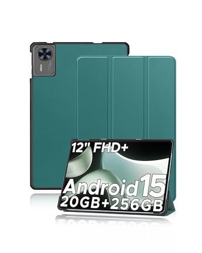 Coque DOOGEE T36 antichoc avec rabat intelligent et étui rigide fin vert foncé 12"