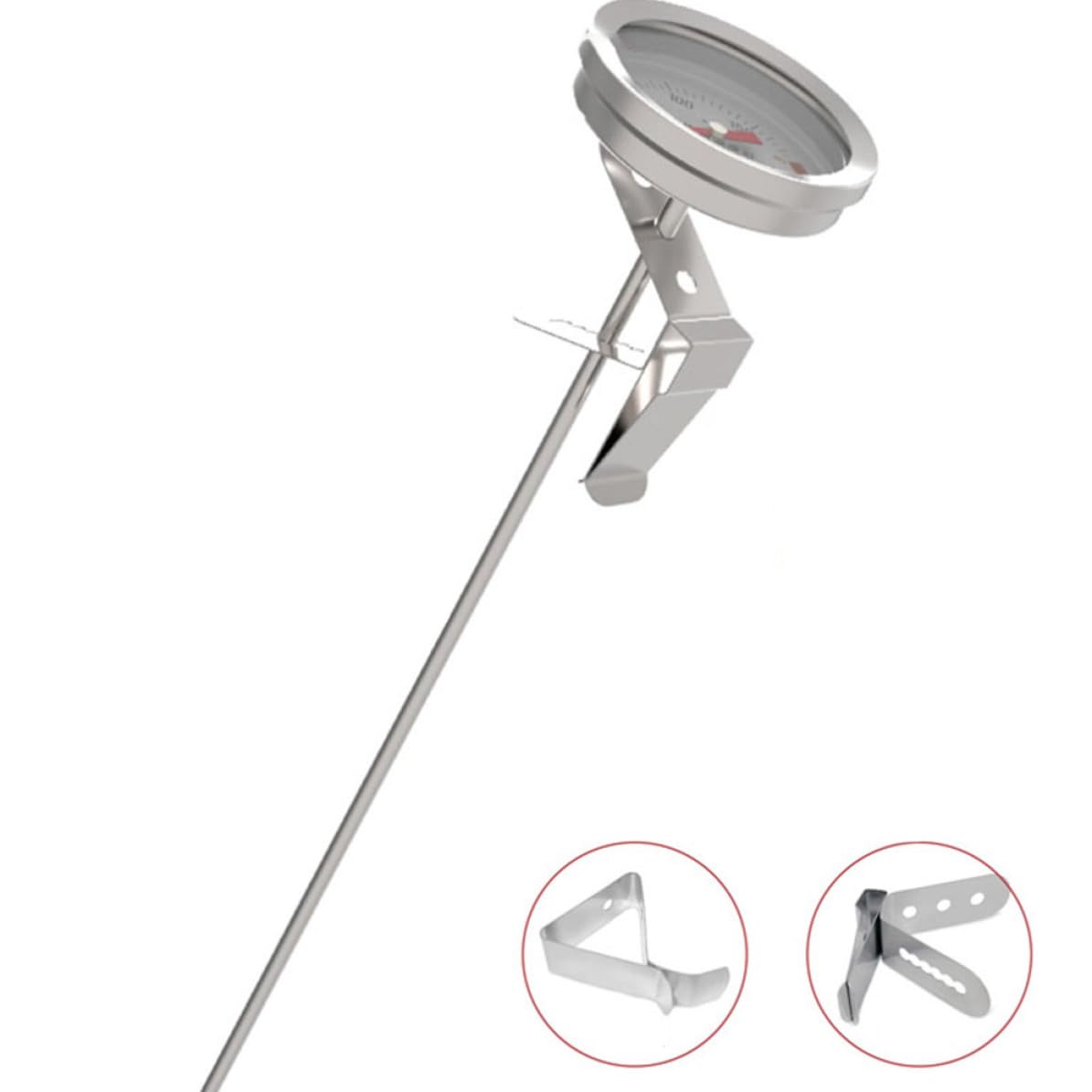 Candy Thermometer Stainless Steel with Single Hole Clip for Syrup