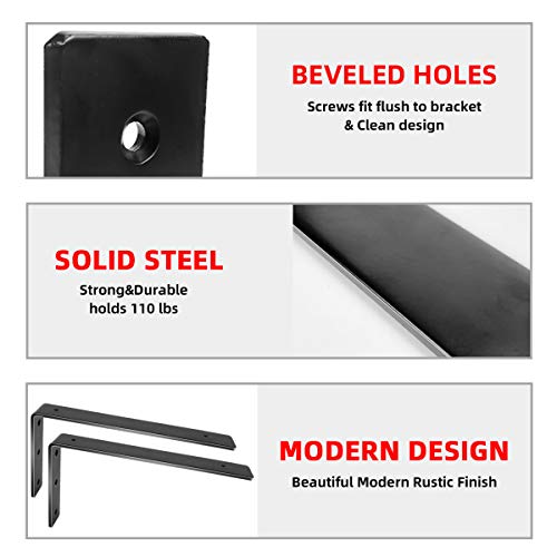Qualward Black Shelf Brackets 12 Inch Heavy Duty Metal Shelf Supports Holders thumb #2