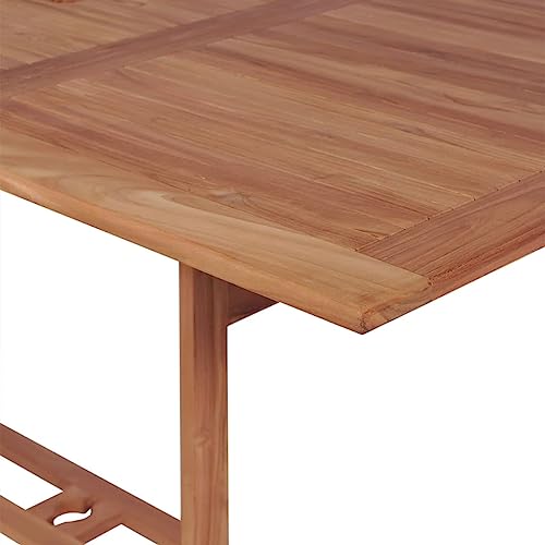 vidaXL vidaXL Teak Massiv Gartentish mit Sonnenschirmloch Esstisch Holztisch Gartenmöbel Tisch Terrassentisch Balkontisch Teaktisch 180x90x75cm