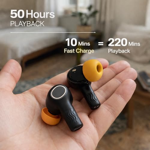 Image of CRYSTA Gaming TWS Earbuds - Ultra Low Latency 40ms, Bluetooth v5.49+ENC for Clear Calling, 50Hr Playtime, Bass Boosted, Premium Wireless Headphone, Touch Control, IPX4 & Voice Assistance. YELLOW