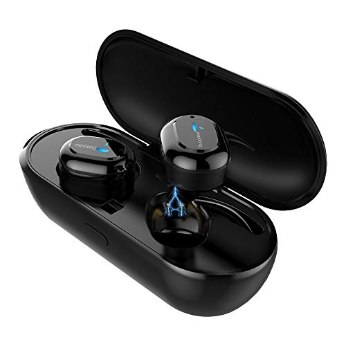 Meidong True Auriculares inalámbricos Blueooth con Sonido estéreo 3D V4.2, con Funda de Carga portátil, micrófono Integrado para Deportes IPX5 a Prueba de Sudor