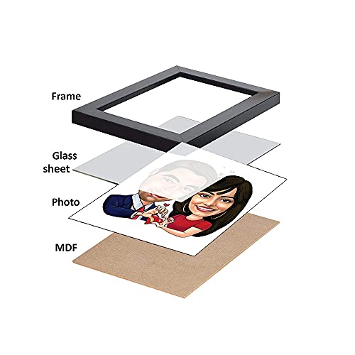 Image of DK Decors Personalized Anniversary Couple Caricature Fiber Plastic Photoframe Gifts for Your Lovable Soul (Size 8x10 Inch, Multicolor, DK005)