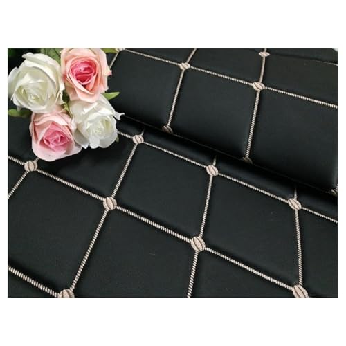Tissu Simili-Cuir Imperméable et Résistant pour Siège Noir 1,38x7m