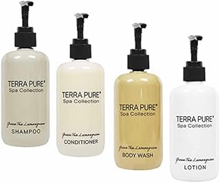 Terra Pure Spa Collection 20 Piece Ecobox All-In-Kit | Green Tea Lemongrass Soap | 6 Shampoo, 4 Conditioner, 6 Body Wash & 4 Lotion | 10.14oz Hotel Soaps and Toiletries Bulk | Personal Care Products
