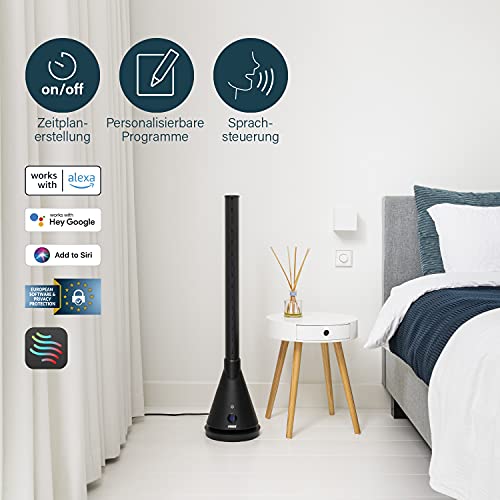 Princess Smart Heating & Cooling Tower- Oszillierender Turmventilator, mit Fernbedienungn oder kostenlosen HomeWizard Climate App, 2000 W, 4 Heizstufen, 10 Leistungsstufen, 56 dB, für Sommer & Winter-4