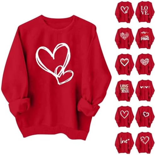 bmkBWO Valentines Sweatshirts for Women,Cute Love Heart Graphic Plus Size Shirts Long Sleeve Crewneck Pullover Tops