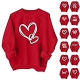 bmkBWO Valentines Sweatshirts for Women,Cute Love Heart Graphic Plus Size Shirts Long Sleeve Crewneck Pullover Tops A-red