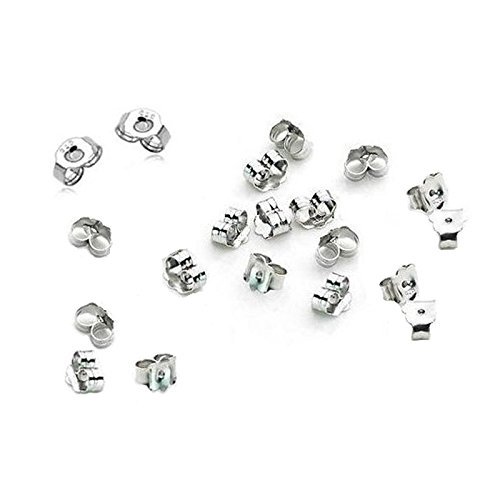Left Coast S925 Sterling Silver Elastic Back Earring Backing 20pcs Small Ear Nuts Replacement