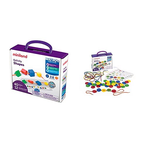 Juego de matemáticas Miniland 31783 y botones para coser 31791 juguetes educativos de enhebrar
