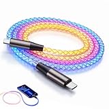 【Lumière Ambiante Étonnante】Avec son effet RGB dynamique à sept couleurs, ce câble USB C lumineux crée une atmosphère agréable, même sans appareil en charge. Sa lumière douce et non éblouissante permet de trouver facilement vos appareils dans l'obscurité, ajoutant une touche esthétique et design à votre environnement.